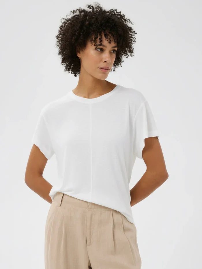 Anemona Linen/Viscose Tee - Bright White