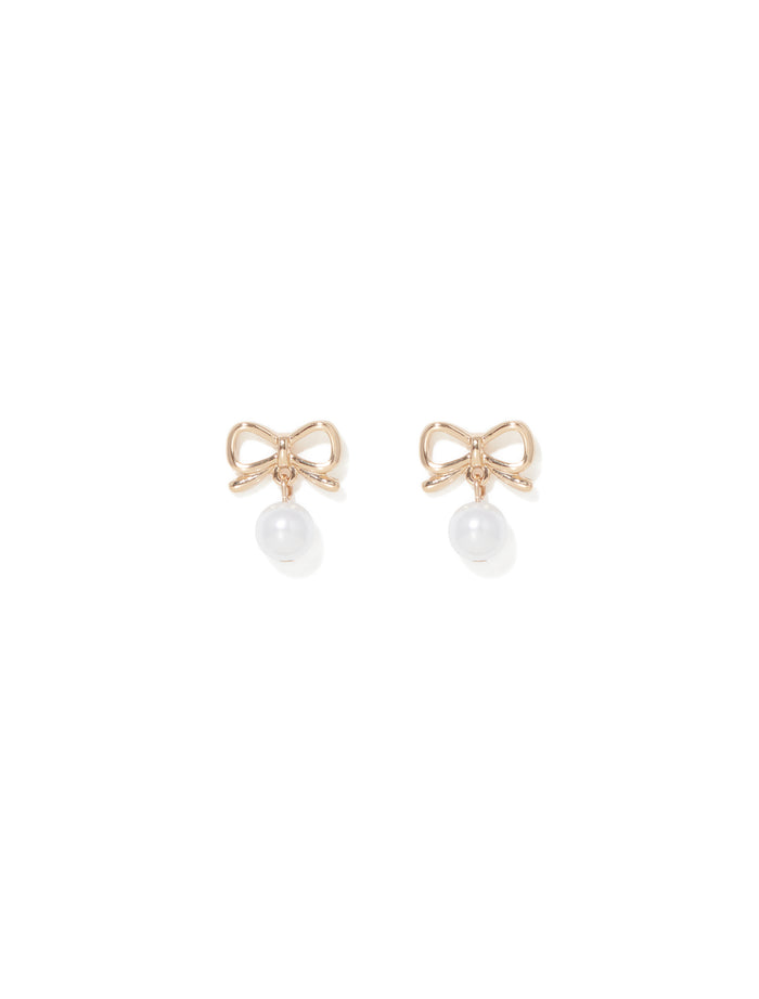 Bailey Bow & Pearl Earrings 0 Gold Pearl Forever New
