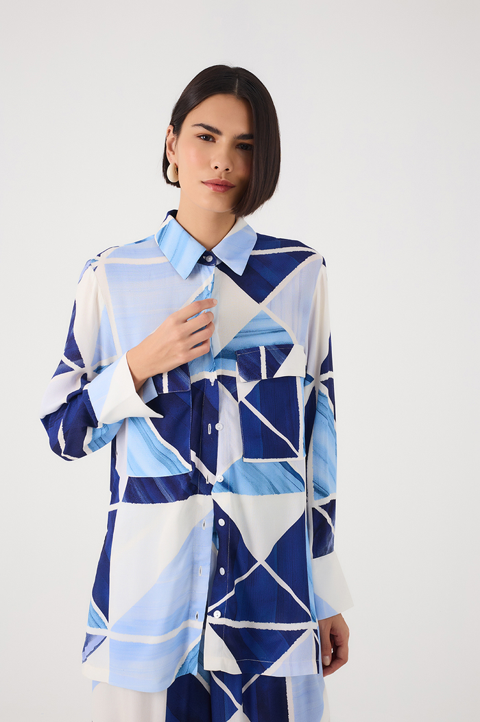 Blue Collared Buttoned Long Sleeve Shirt_3