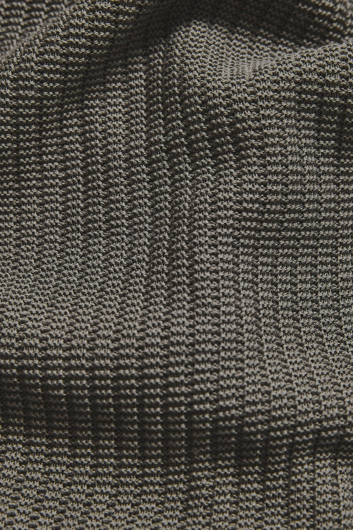 Cotton Textured Knitted Open Collar Polo Shirt in Mole - TAILORED ATHLETE - USA
