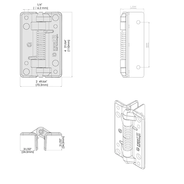 D&D KwikFit Hinge Pair - Self Closing - Image 3