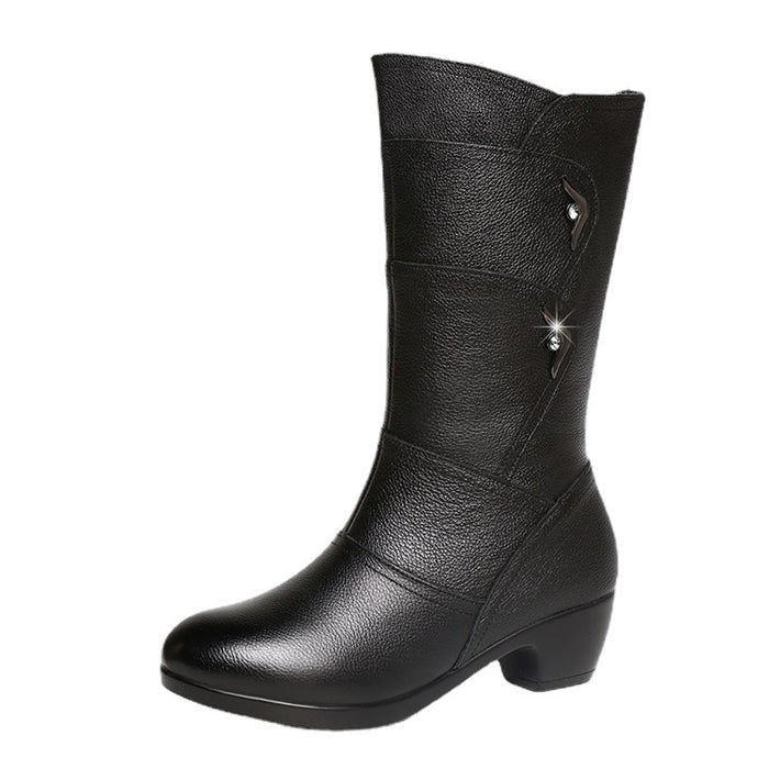 Dorelline - Bottines Mi-Mollet à Talon Épais pour Femme