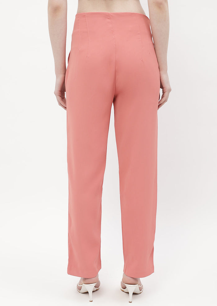 Madame Front Pleated Blush Orange Tapered Trousers