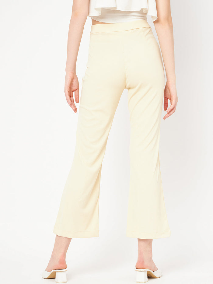Madame High Rise Off-White Flared Trouser
