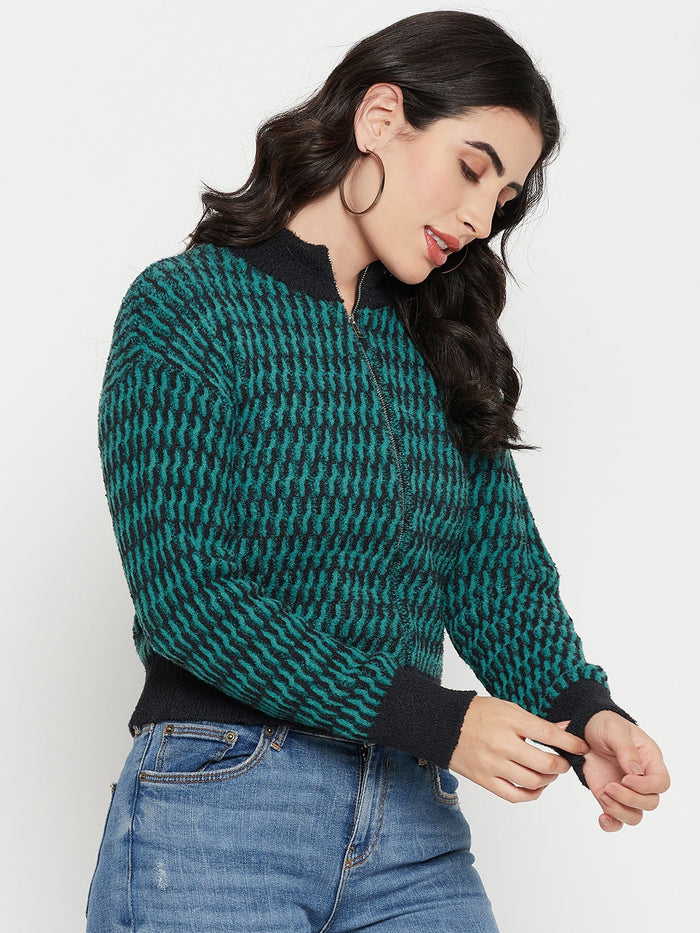 Madame Printed Emerald Green Sweater