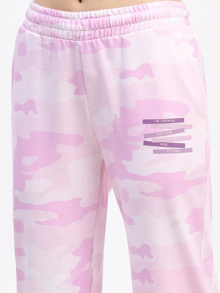mSECRET Camouflage Print Cotton Mauve Joggers