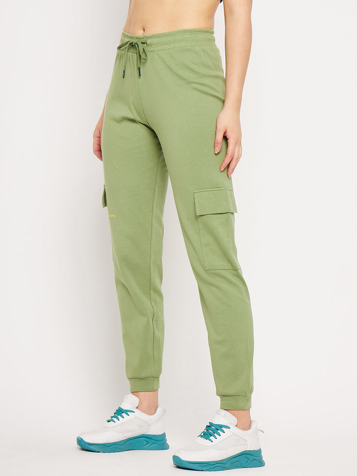 mSECRET Green Elasticated Ankle Typography Trackpants