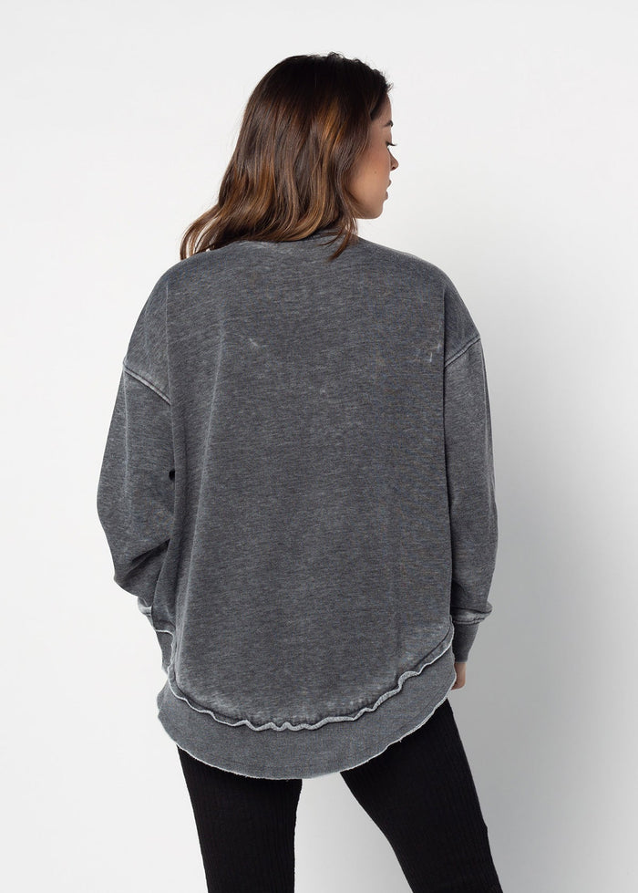 Ohio State Buckeyes Women's Charcoal Burnout Campus Pullover