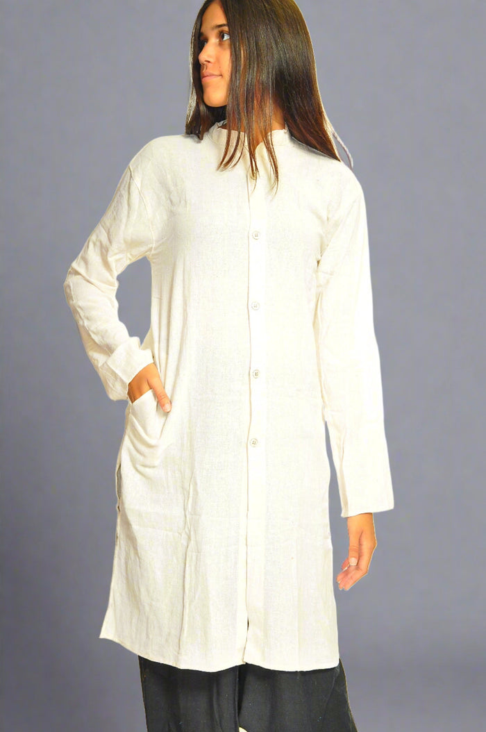 Organic Cotton Open White Kurta