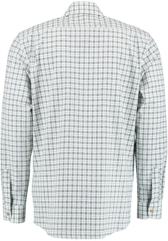 OS Trachten Men's Check Shirt "Jesse" Shark Collar, Forest Green