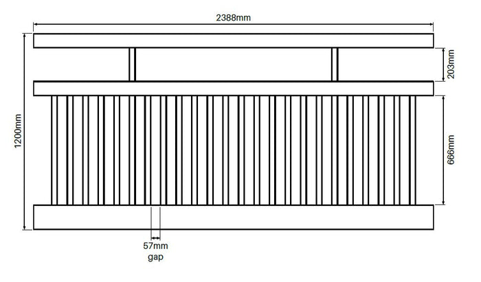 Semi privacy panel kit Hamptons fence panel 2388 x 1200mm PVC, - Image 2