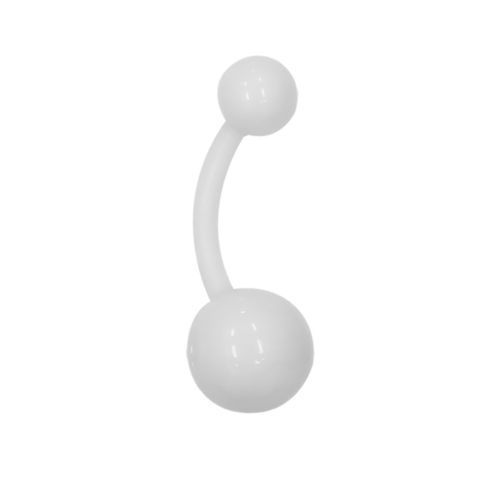 White Acrylic Navel Bar 14 Gauge / Acrylic / White Navel Bar