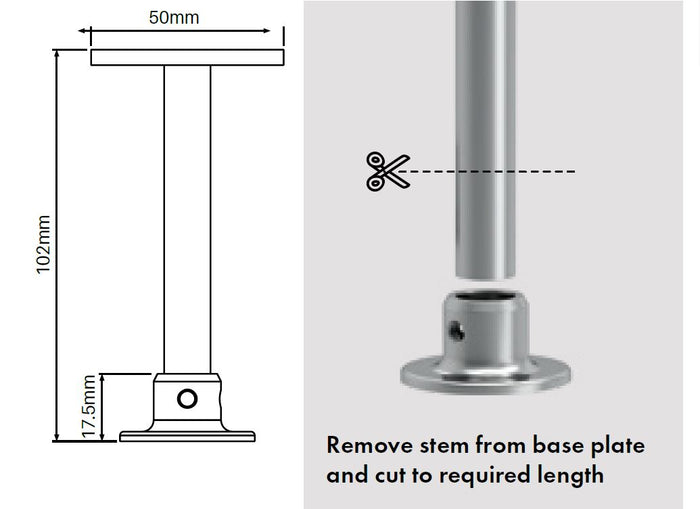 100mm support foot HEIGHT ADJUSTABLE SS316 / POLISH FINISH - Image 2