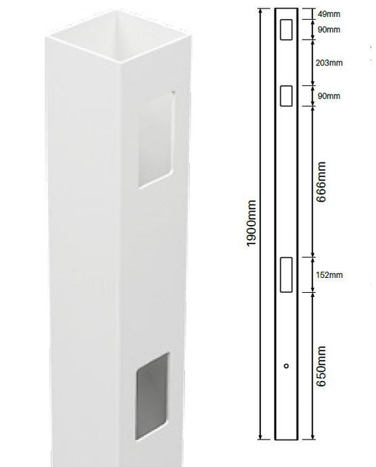 102mm X 102mm, 2 Way Inline Post - Semi privacy Hamptons fence post, - Image 1