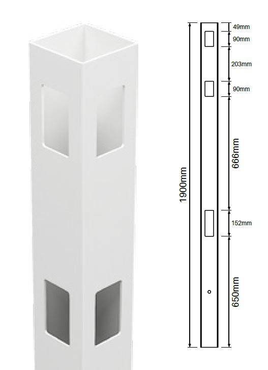 102mm X 102mm 90 Degree Corner Post - Semi privacy Hamptons fence post, - Image 1
