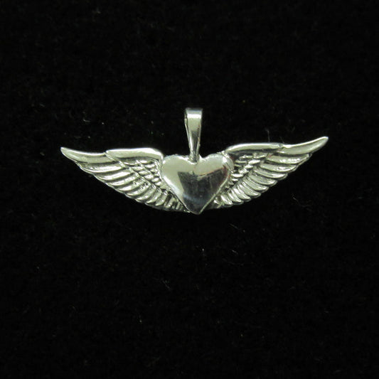 1.25" Sterling Silver Heart Wing Pendant