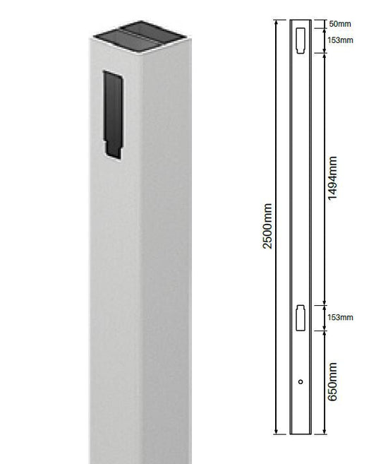 127mm X 127mm 1 way PVC gate post - Full privacy, Hamptons post, - Image 1