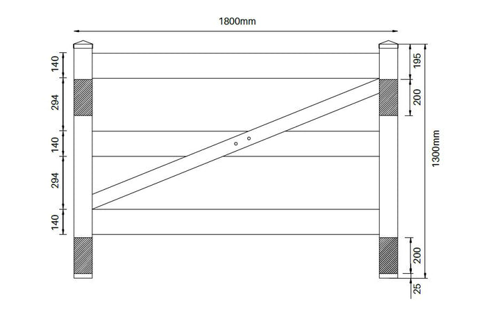 3 Rail gate, single gate, White PVC Hampton Gate 1800mm wide, flat pack, - Image 3
