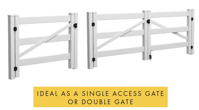 3 Rail gate, single gate, White PVC Hampton Gate 1800mm wide, flat pack, - Image 4