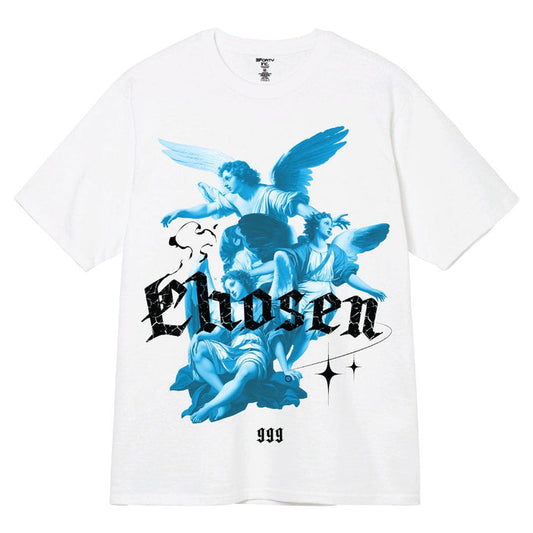 White 3Forty Inc. Chosen T-Shirt with logo front design, casual fit, lightweight cotton fabric, for everyday wear.