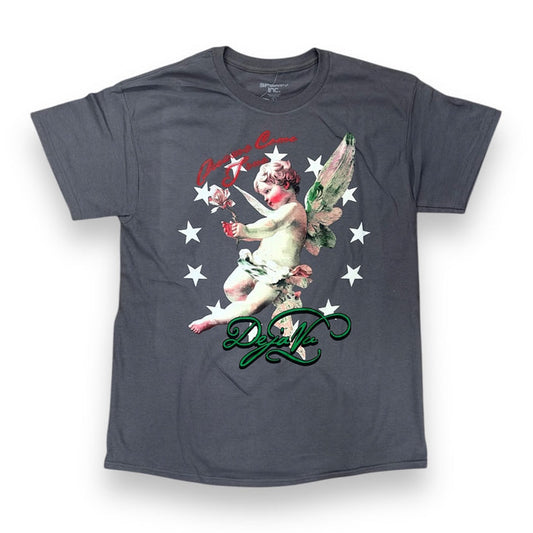 3Forty Inc. 'Dreams Come True' T-shirt with printed slogan, casual fit, black fabric, front view showing design and logo.