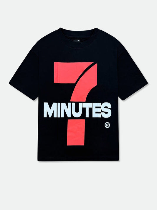 Black 7 Minutes Bodega T-Shirt, 7M TEES, made of soft fabric with a classic fit and printed logo design.