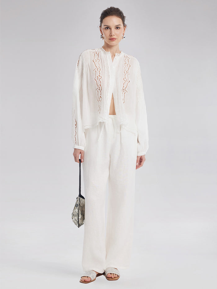 Adjustable Linen Straight Pants