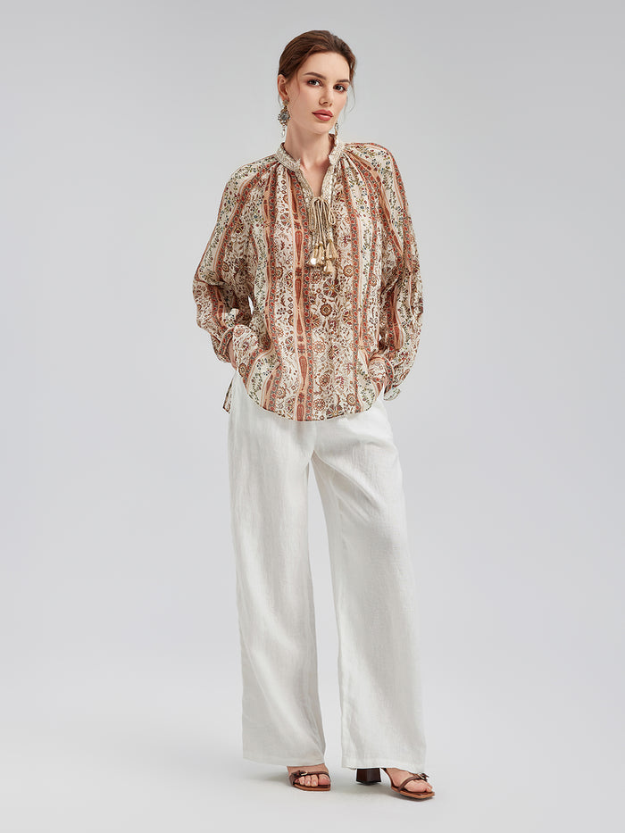 Adjustable Linen Straight Pants
