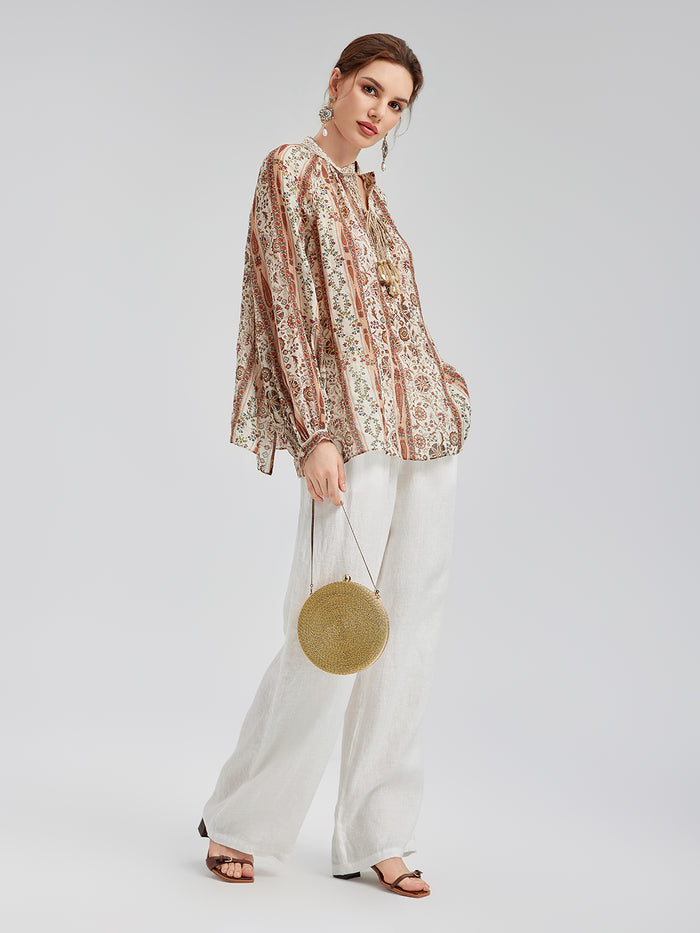 Adjustable Linen Straight Pants