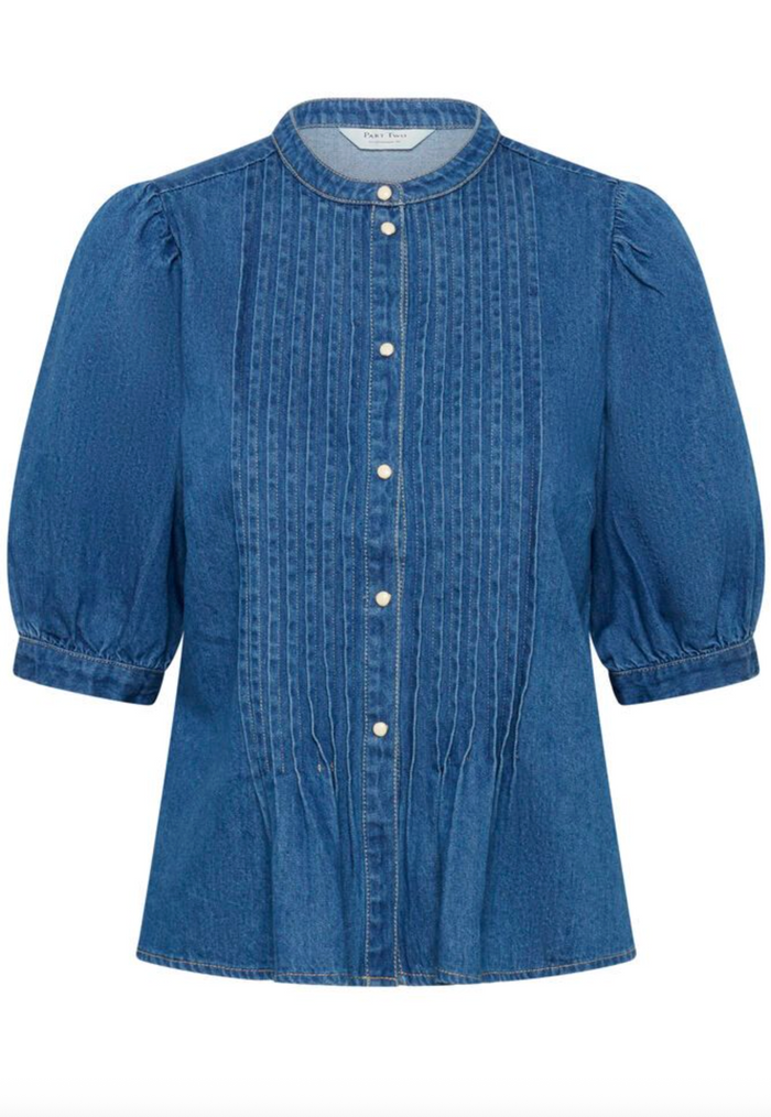 Alesia Denim Top - Medium Blue