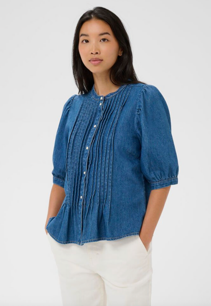 Alesia Denim Top - Medium Blue