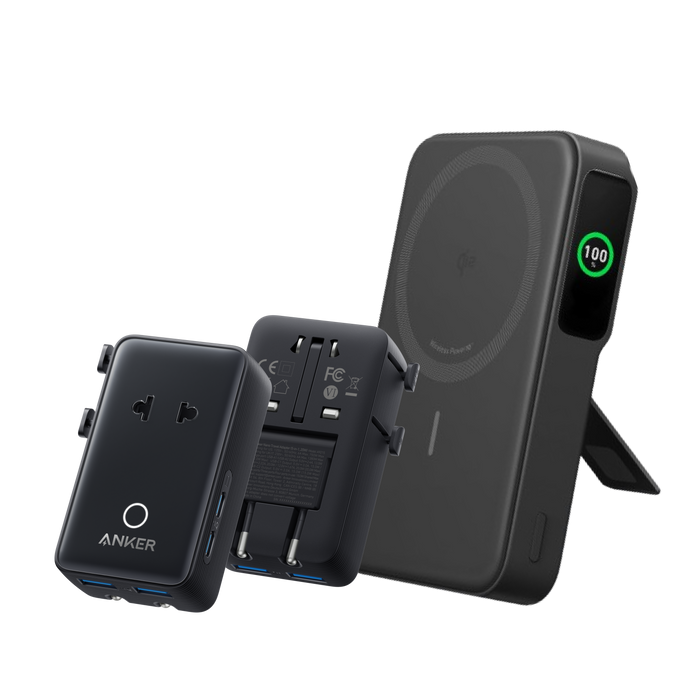 Black Stone / 10K Power Bank + Travel Adapter