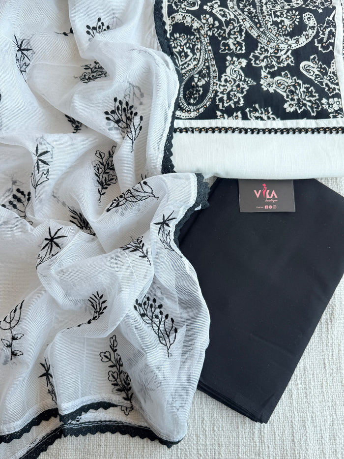 Applique cotton top with cotton dupatta