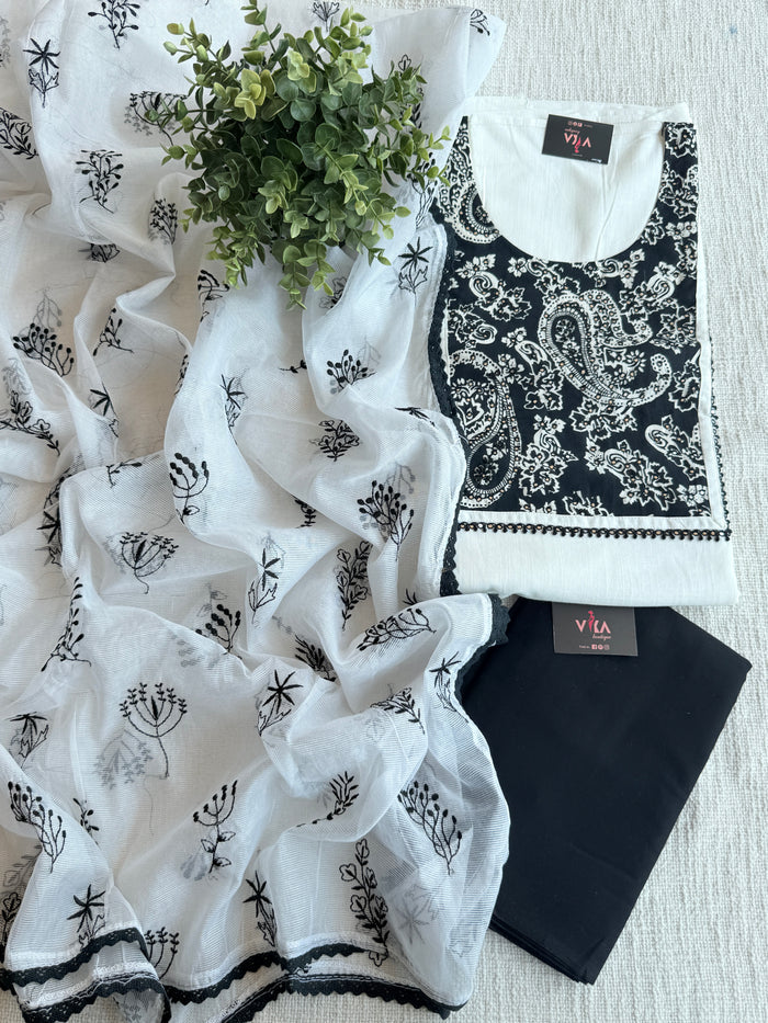 Applique cotton top with cotton dupatta