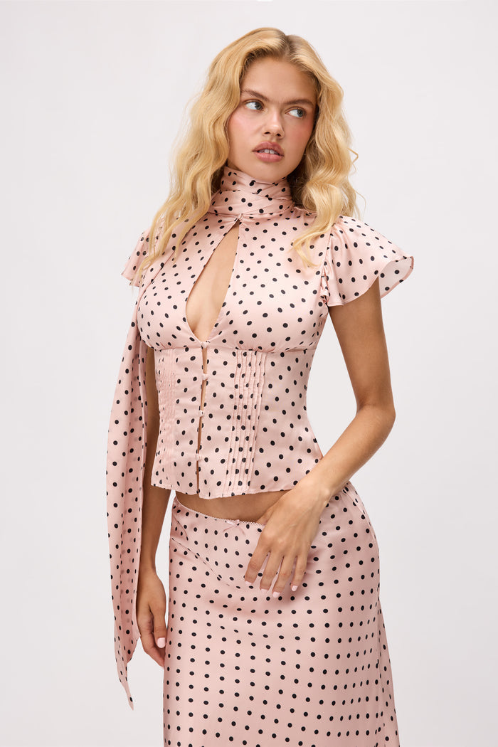 Ara Top in Pink Micro Dot