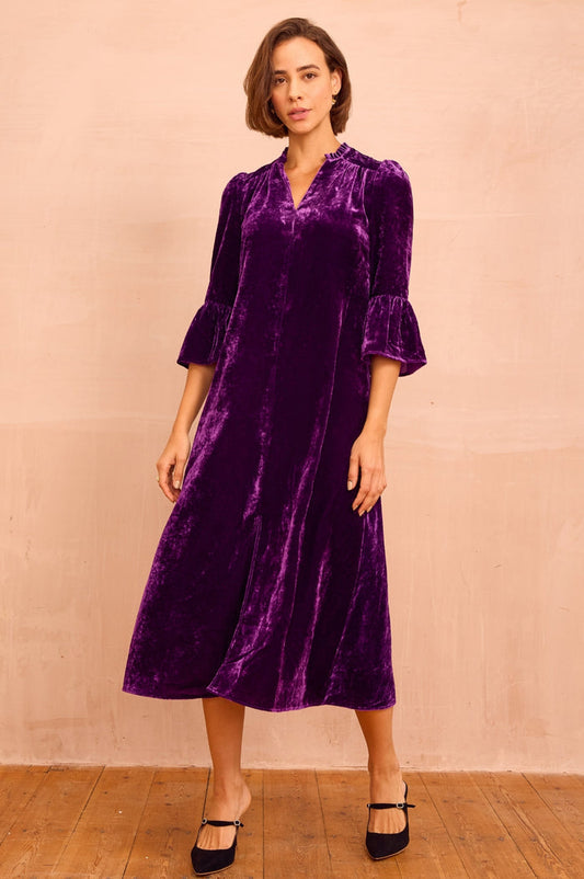 Astrid Velvet Dress | Purple - Aspiga