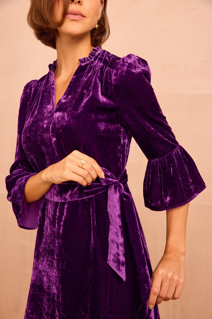 Astrid Velvet Dress | Purple - Aspiga
