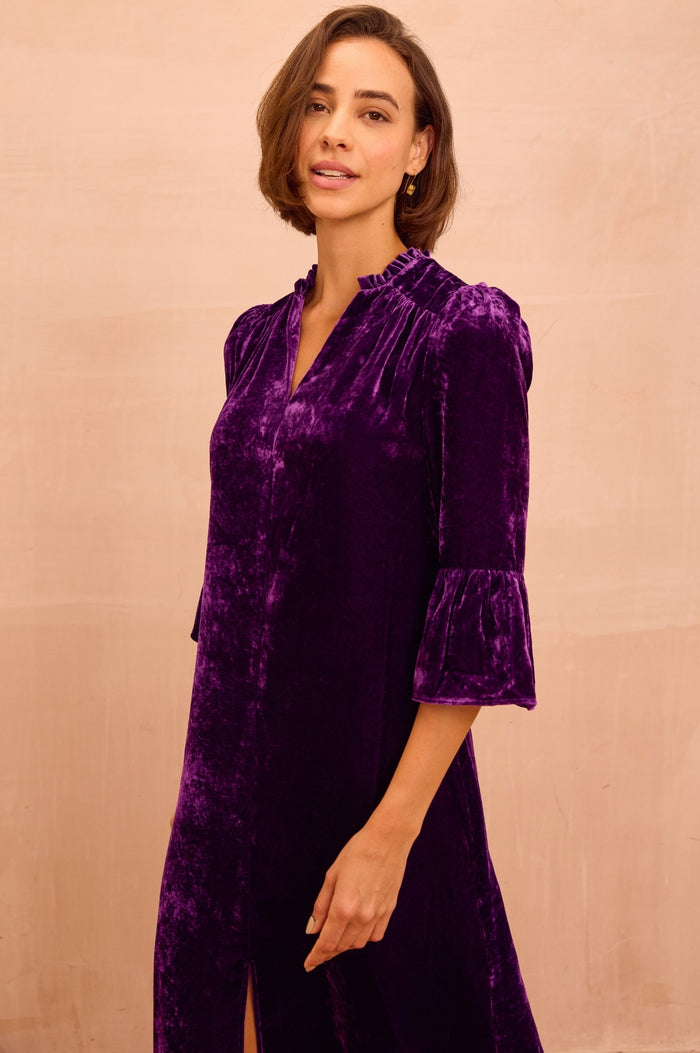 Astrid Velvet Dress | Purple - Aspiga