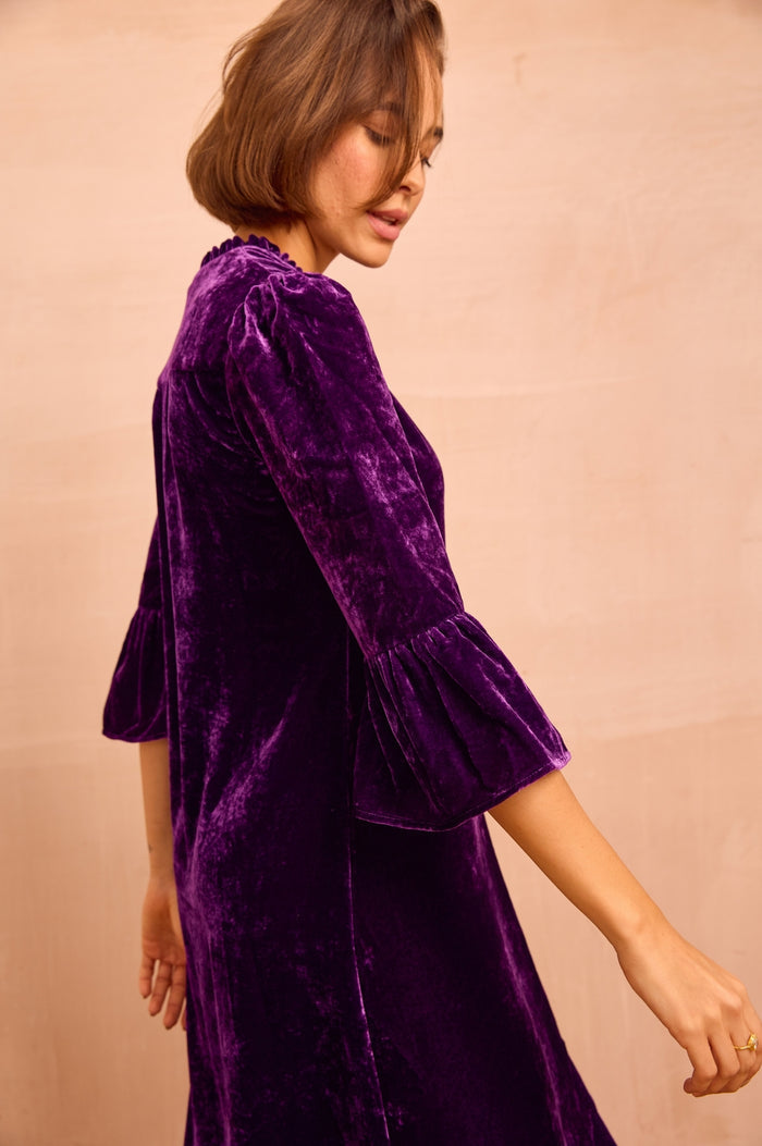 Astrid Velvet Dress | Purple - Aspiga