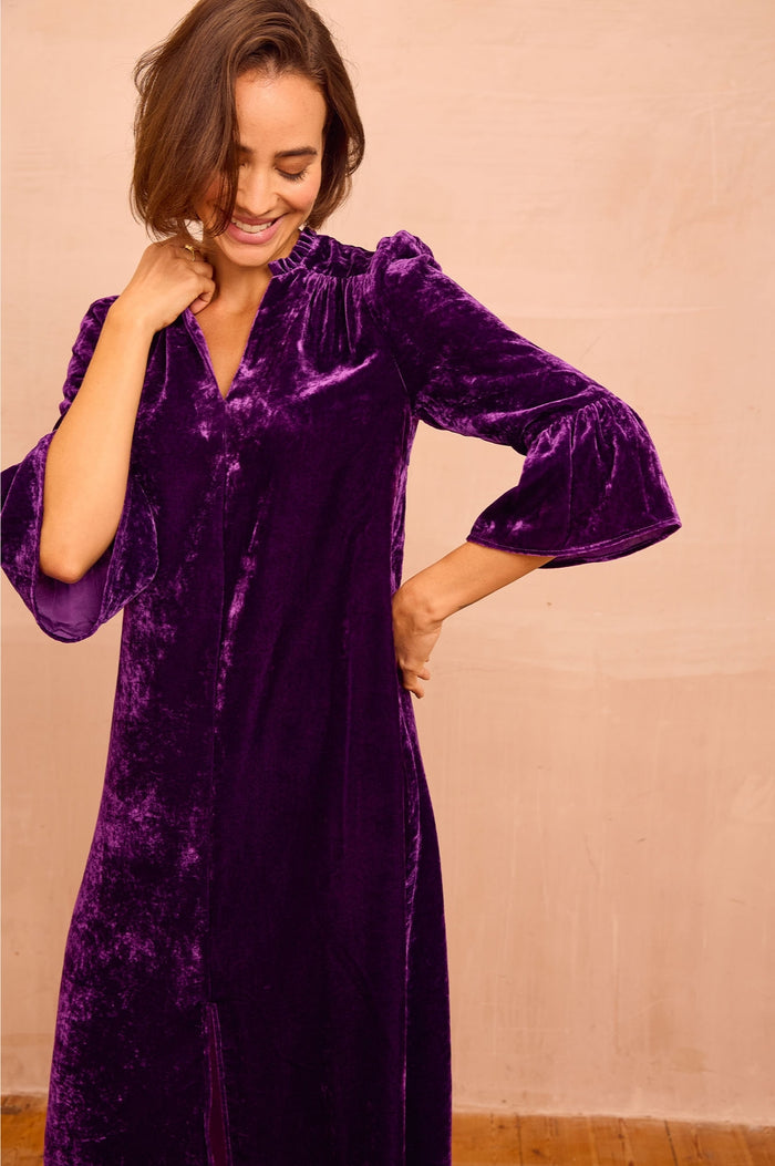 Astrid Velvet Dress | Purple - Aspiga