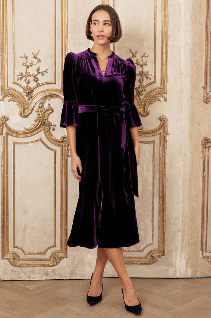 Astrid Velvet Dress | Purple - Aspiga