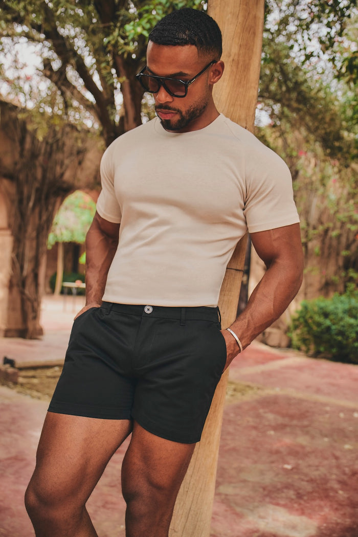 Athletic Fit Stretch Chino Shorts 5'' in Black