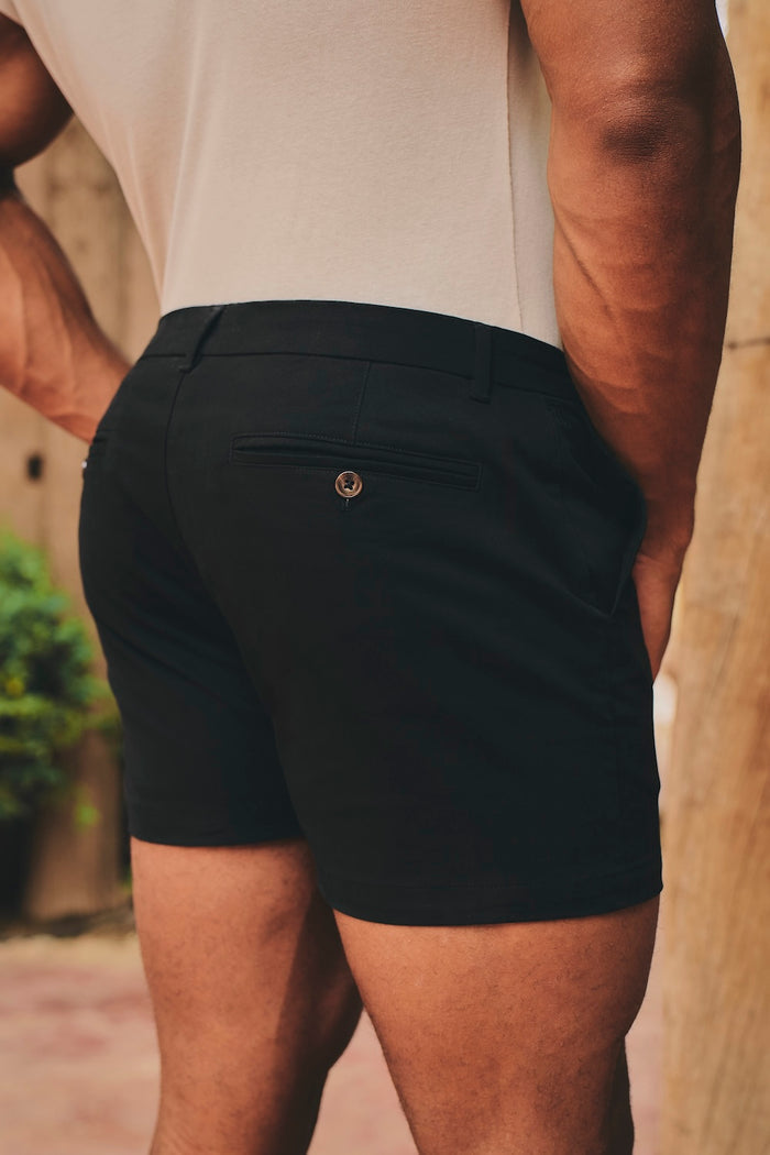 Athletic Fit Stretch Chino Shorts 5'' in Black