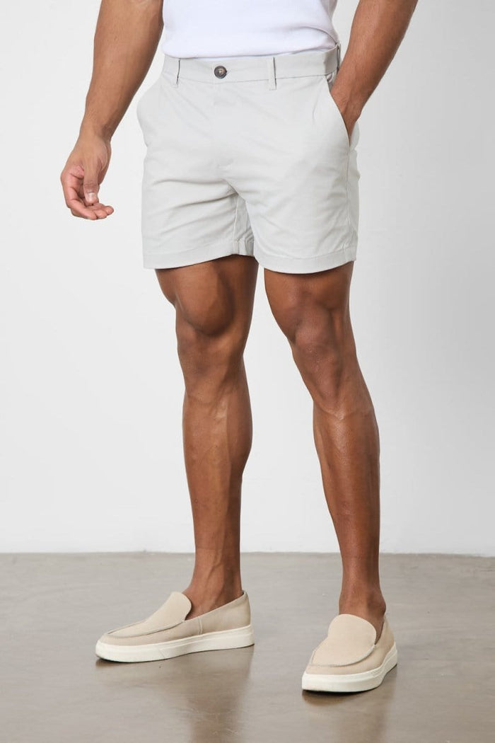 Athletic Fit Stretch Chino Shorts 5" in Silver Grey - TAILORED ATHLETE - USA