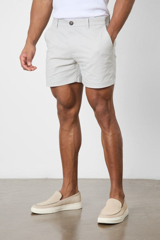 Athletic Fit Stretch Chino Shorts 5" in Silver Grey - TAILORED ATHLETE - USA