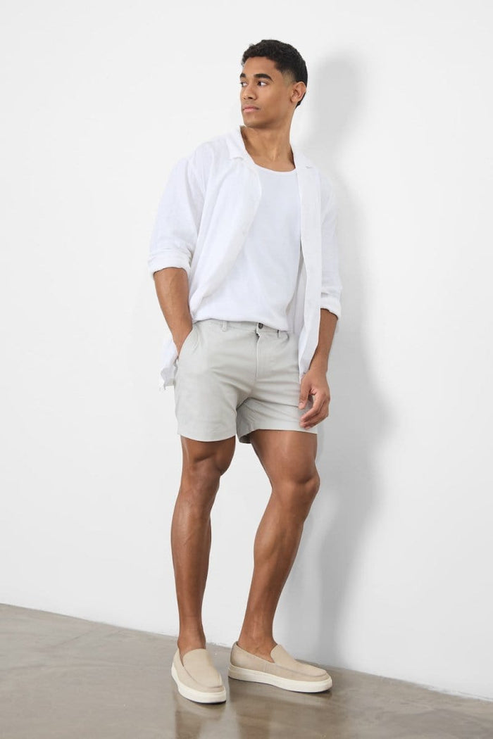 Athletic Fit Stretch Chino Shorts 5" in Silver Grey - TAILORED ATHLETE - USA
