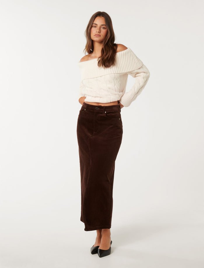 Bailey Cord Midaxi Skirt Forever New