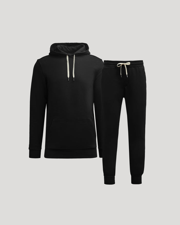 Black Tall Fleece Pullover Hoodie & Joggers 2-Pack on display.