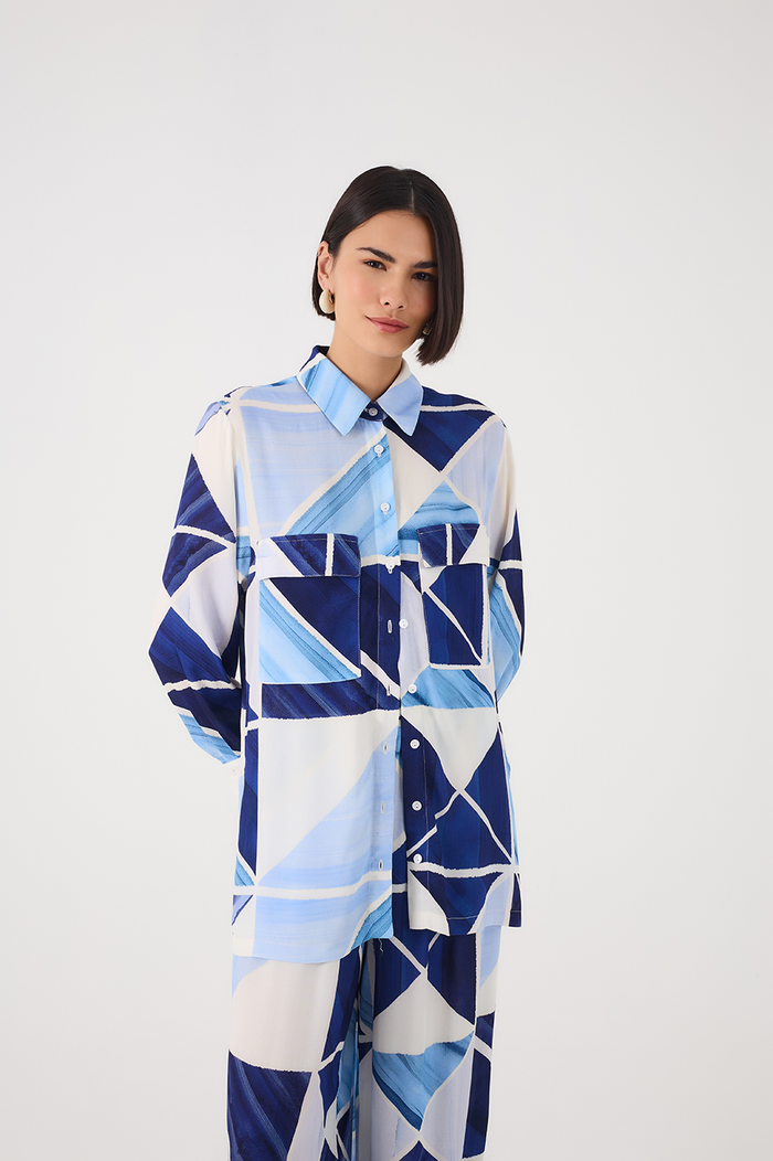 Blue Collared Buttoned Long Sleeve Shirt_2