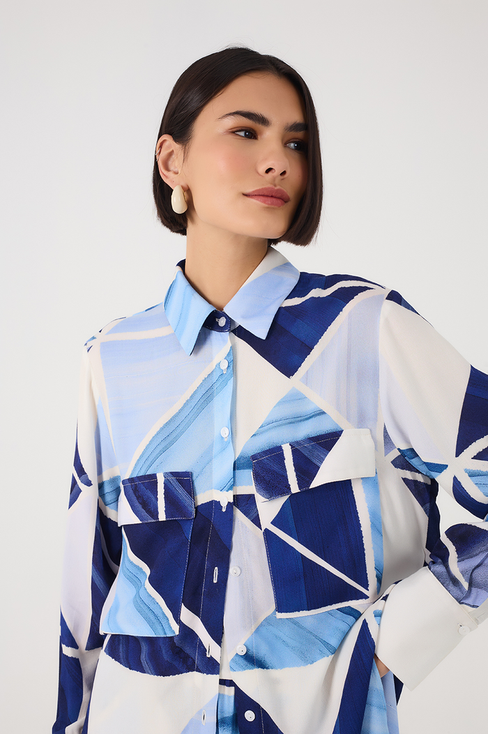 Blue Collared Buttoned Long Sleeve Shirt_4